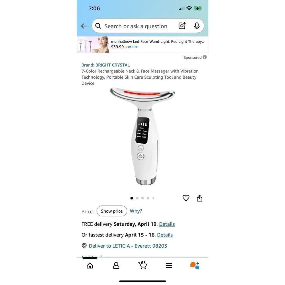 NWT Neck Face Massager 7 Color Facial Massager w/Vibrating & Warming Function